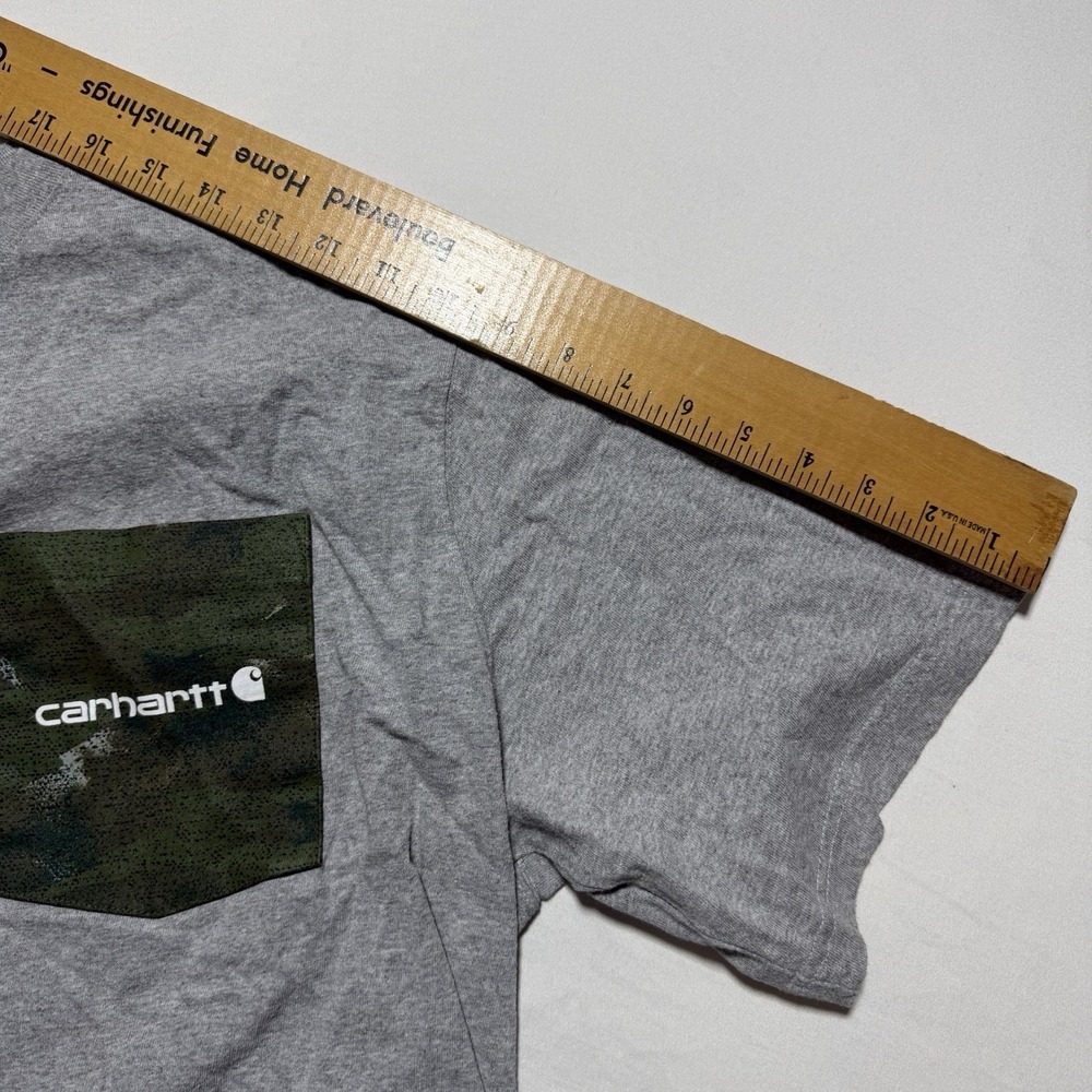 Carhartt Pocket T Shirt Mens 2XL Grey Relaxed Fit Camo Chest Pocket 105352 HGY - Picture 9 of 10
